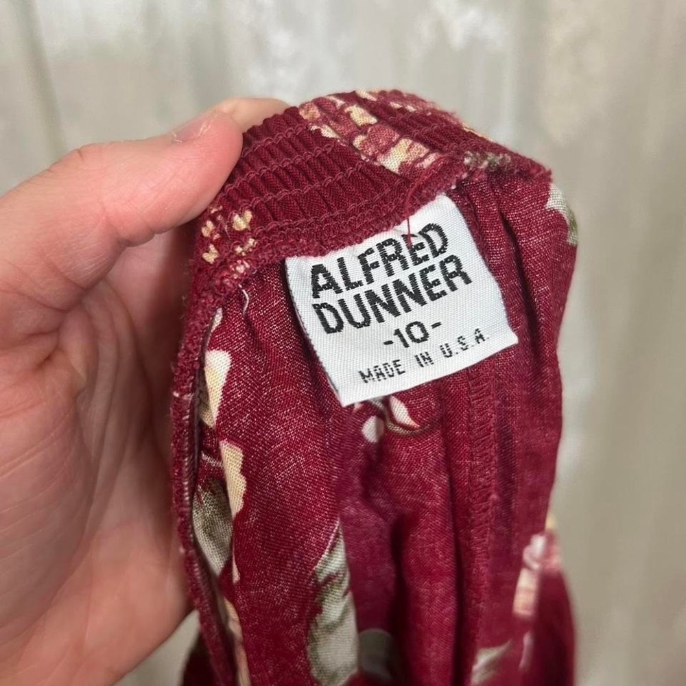 Vtg 80s Alfred Dunner Red Floral‎ Midi Skirt Womens Small Pleated Boho Cottage - Picture 6 of 7